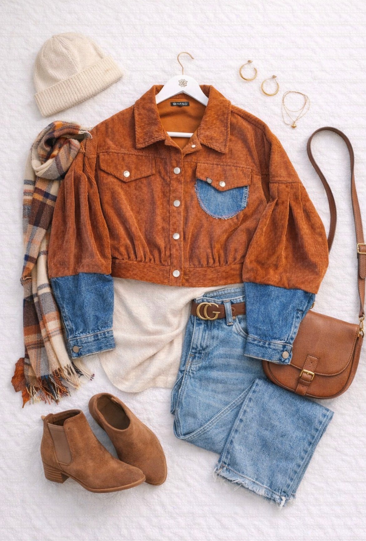 Corduroy Jacket – Rust & Denim Contras