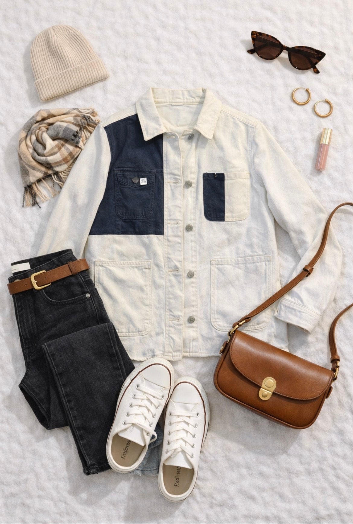 White Jacket – Cream & Navy Patch Edition
