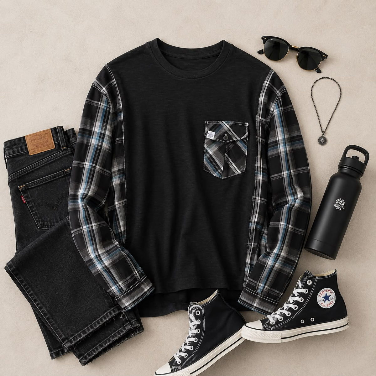 Midnight Plaid Contrast Pullover