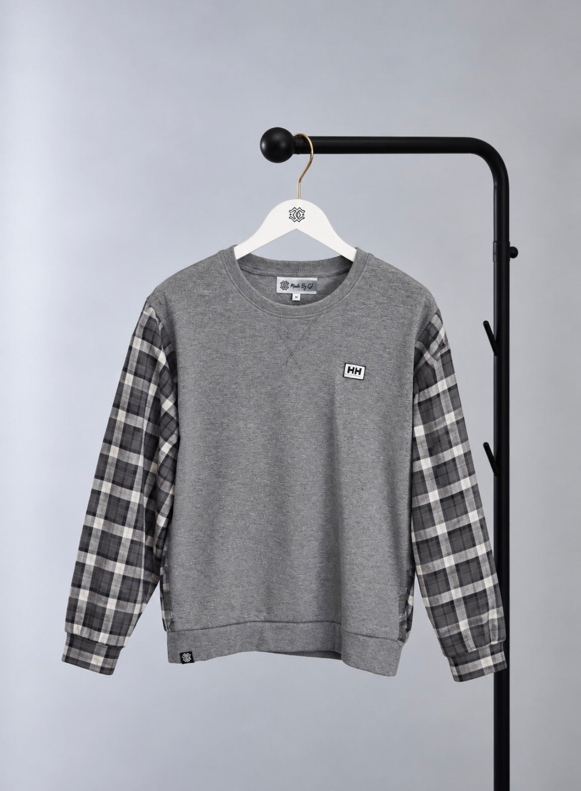 Grey-wood Plaid Pullover