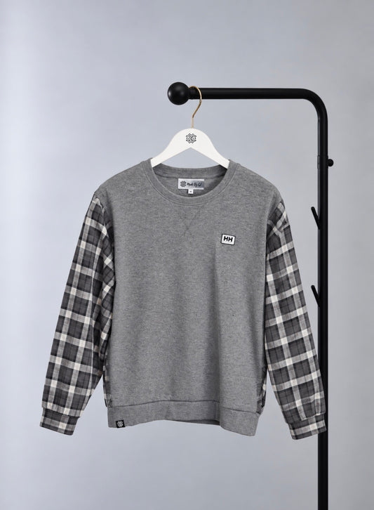 Grey-wood Plaid Pullover