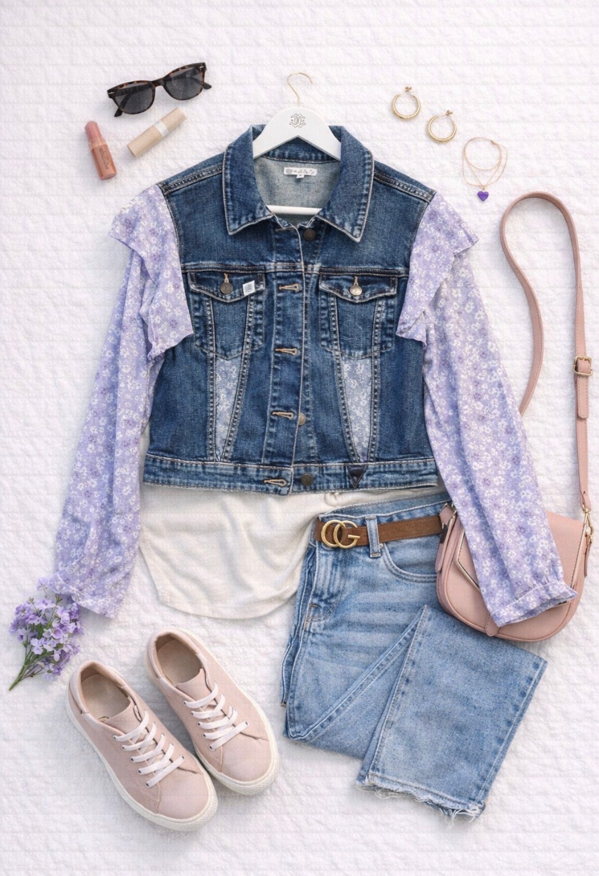 Denim Jacket – Lavender Floral Edition