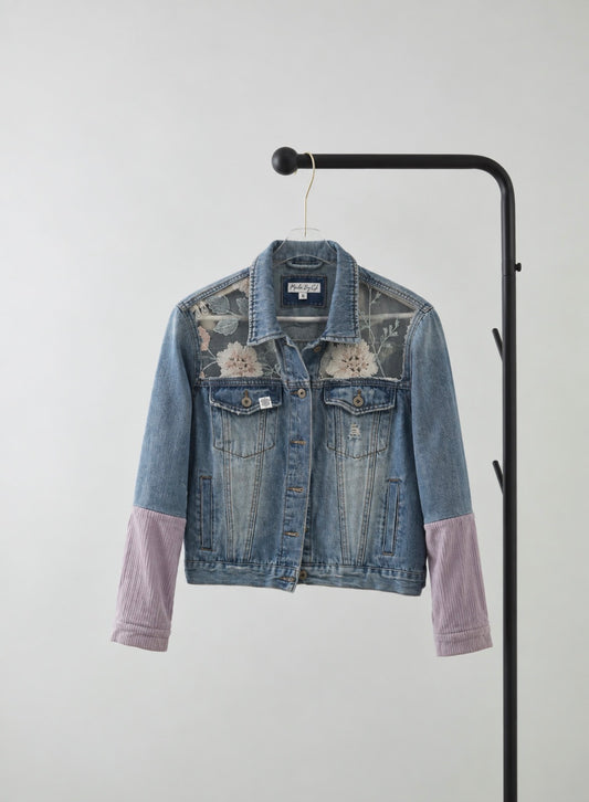 Denim Jacket – Sheer Floral & Lavender Cord