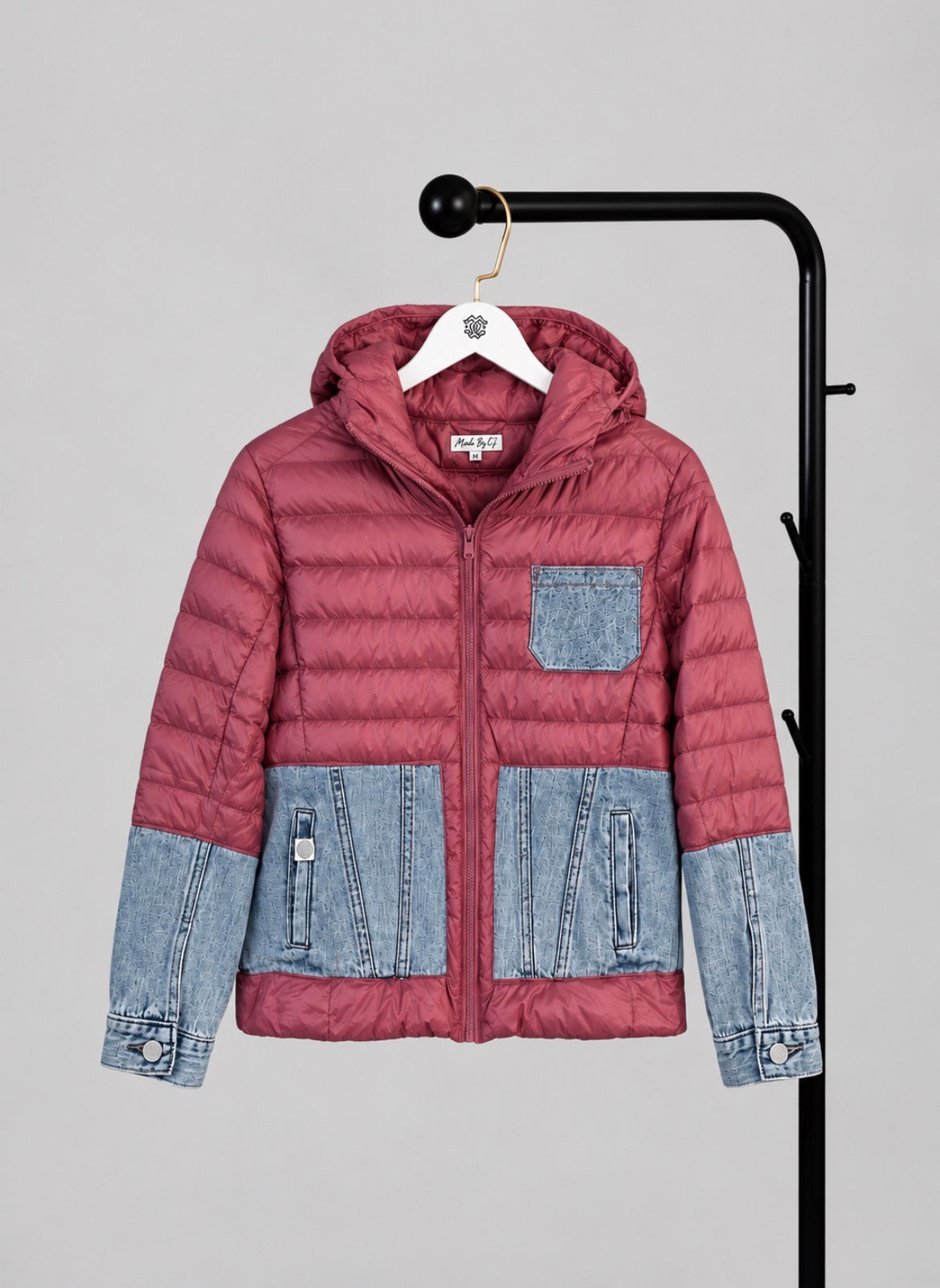 Puffer Jacket – Mauve & Denim Edition