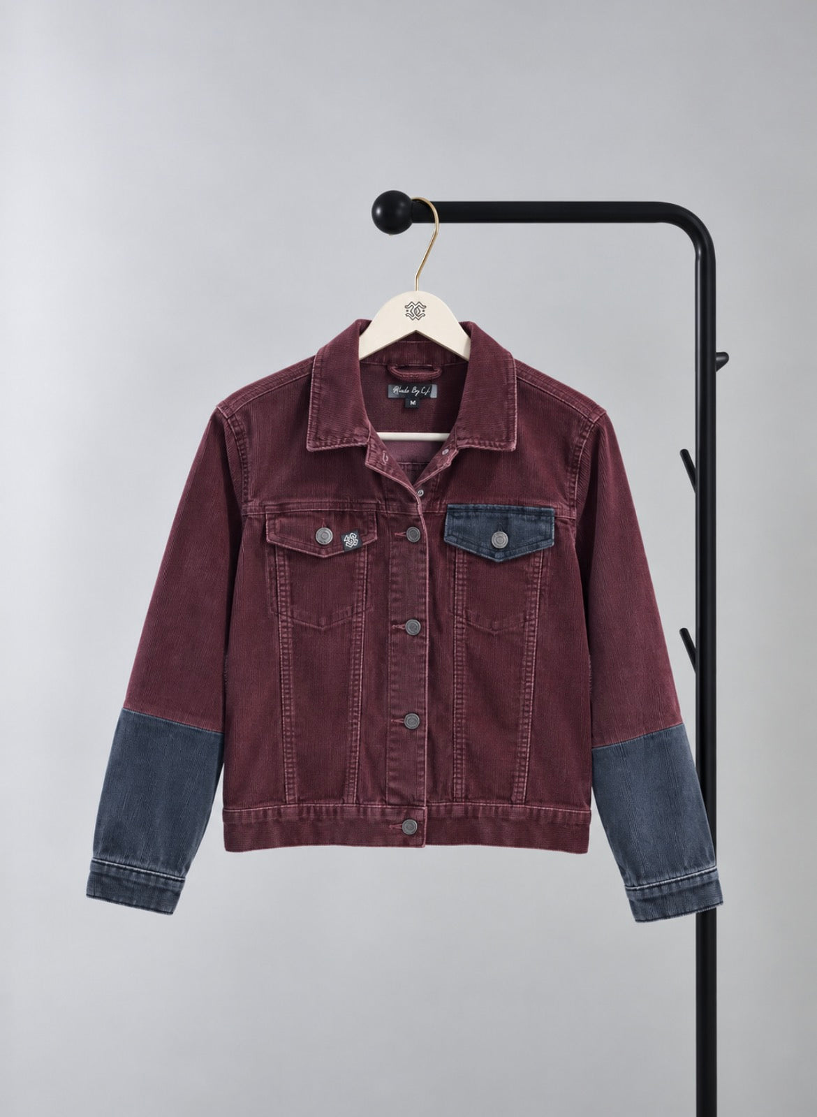 Corduroy Jacket – Burgundy & Charcoal Contrast