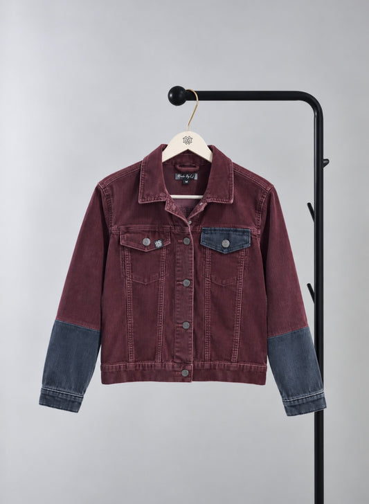 Corduroy Jacket – Burgundy & Charcoal Contrast