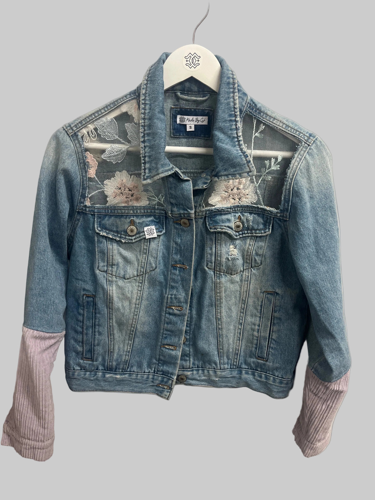 Denim Jacket – Sheer Floral & Lavender Cord