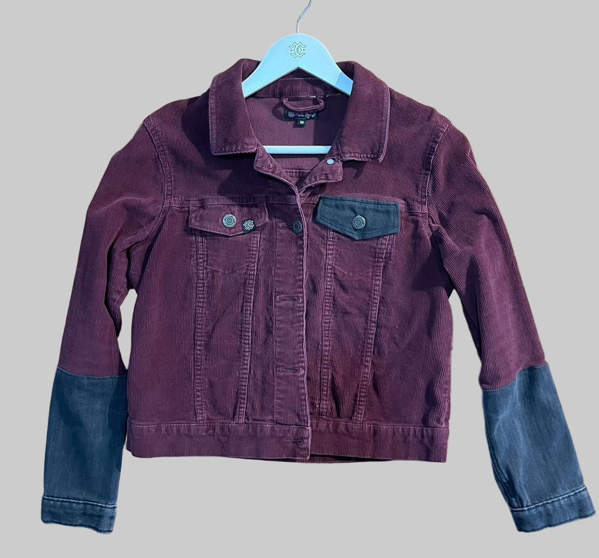 Corduroy Jacket – Burgundy & Charcoal Contrast