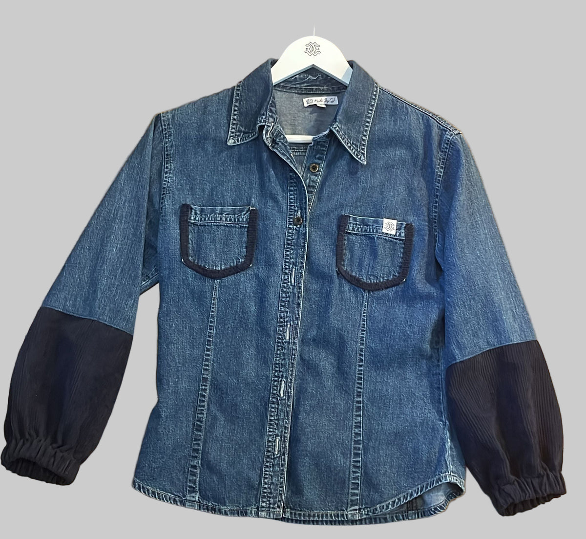 Denim Button-Up – Navy Corduroy Contrast