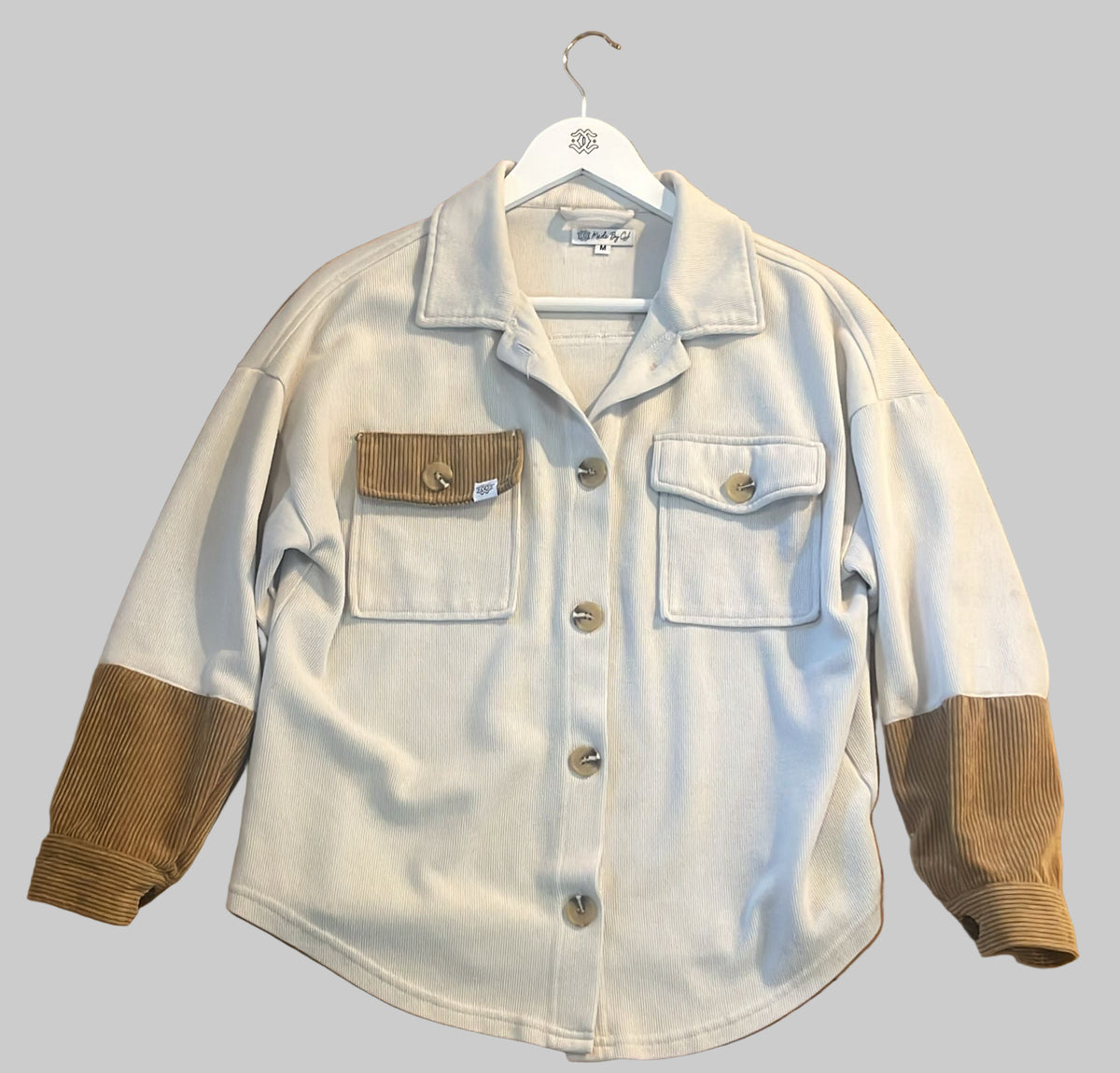 Corduroy Button-Up – Cream & Caramel Contrast