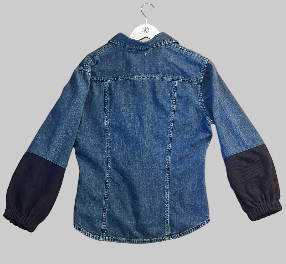 Denim Button-Up – Navy Corduroy Contrast