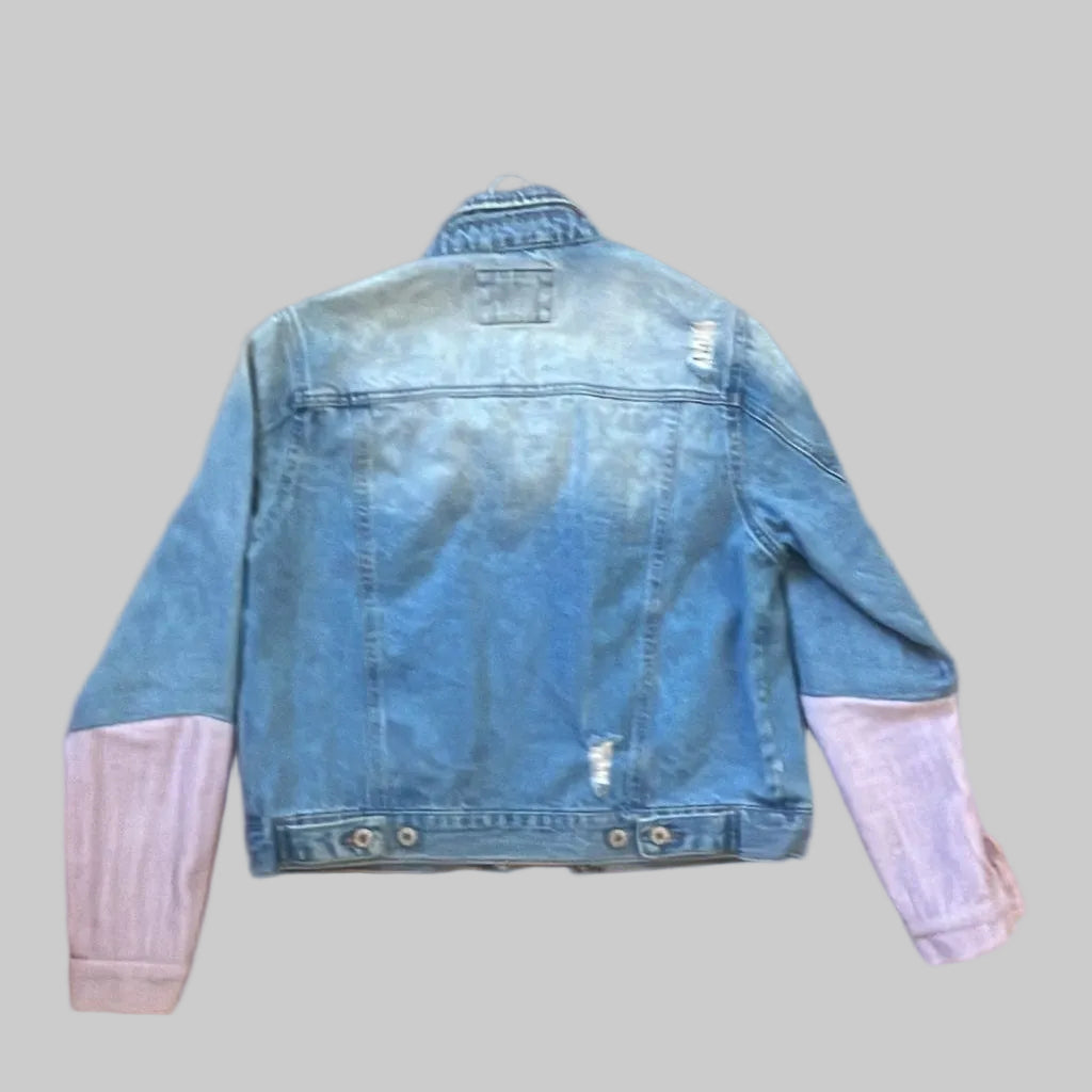Denim Jacket – Sheer Floral & Lavender Cord